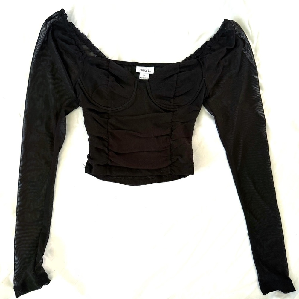 Rue 21 Off Shoulder Sheer Corset Top Cropped Bustier Top